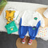 Spring and autumn boy's round neck sweater long sleeve two-piece set